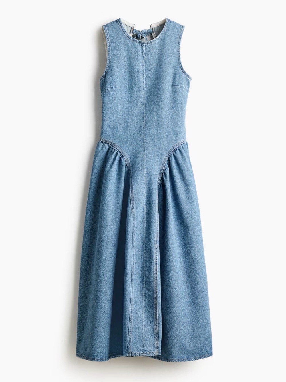 H & M Open Back Sleeveless Blue Denim Midi Dress - Picture 5 of 6